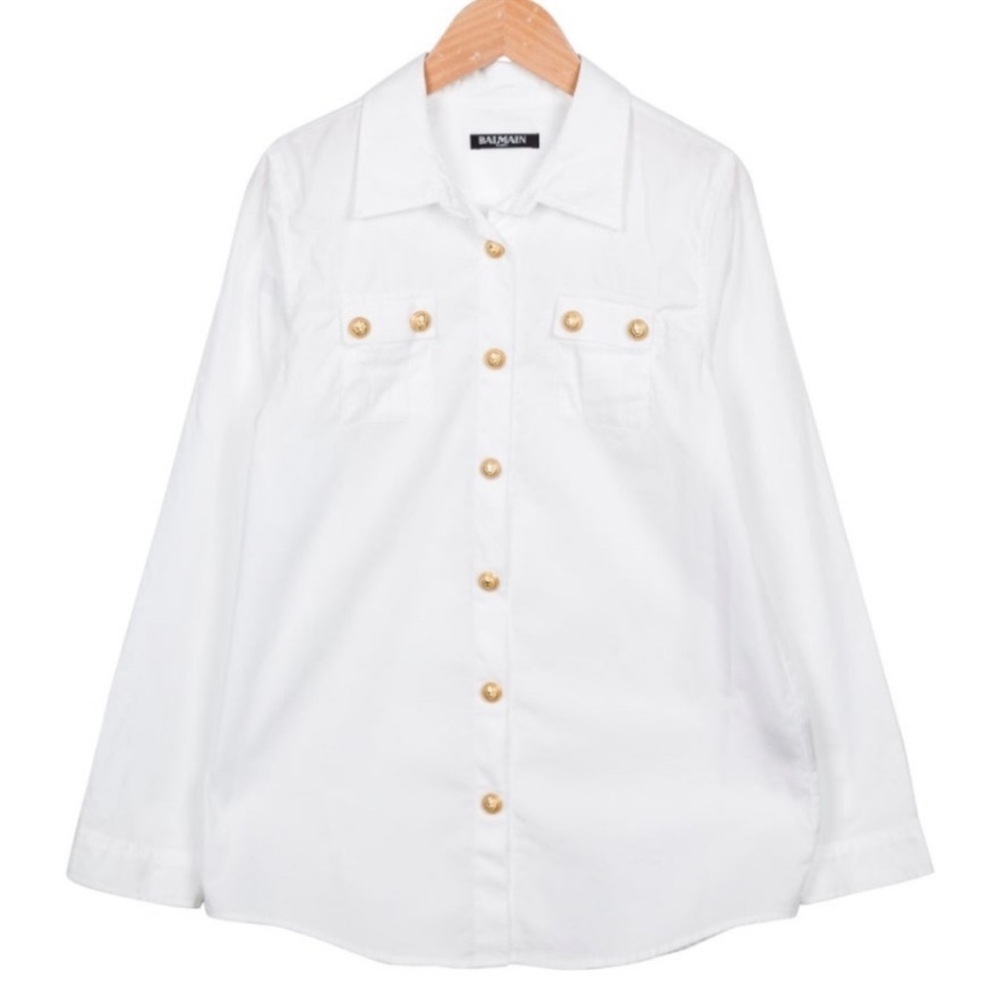 Super Cool BALMAIN Gold Buttons Shirt Size 10